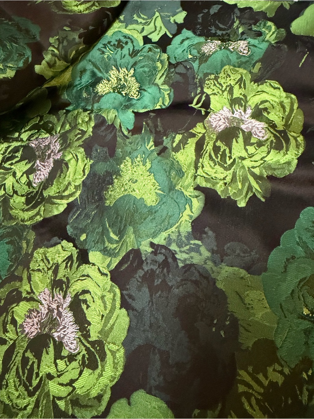 Pomander Place Bold Green Jacquard Lyla Top with Puffed Sleeve Sz Large - Picture 13 of 16